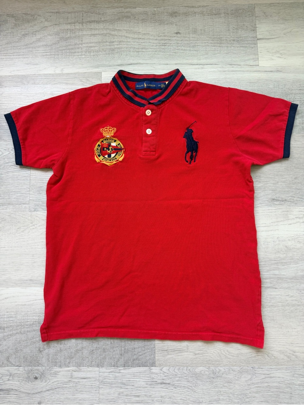 Polo by Ralph Lauren Red Polo Shirt with Navy Logo and Crest